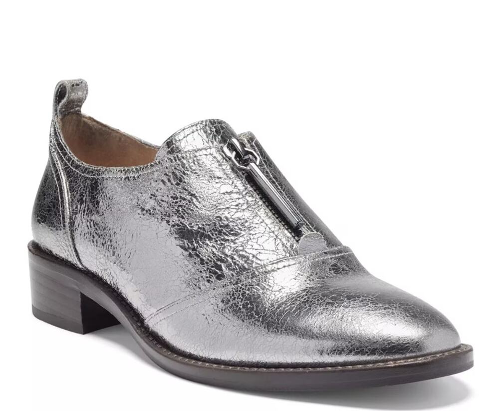 Louise et Cie Fadi Shoes WMNS US 6 Silver Metallic Leather Statement Zip Oxford